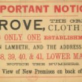 Notice: Grove, the great clothier, 1885 © The British Library Board